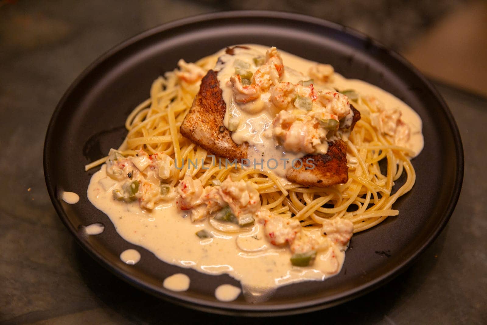 Blackened Snapper with Crawfish Pasta by TopCreativePhotography