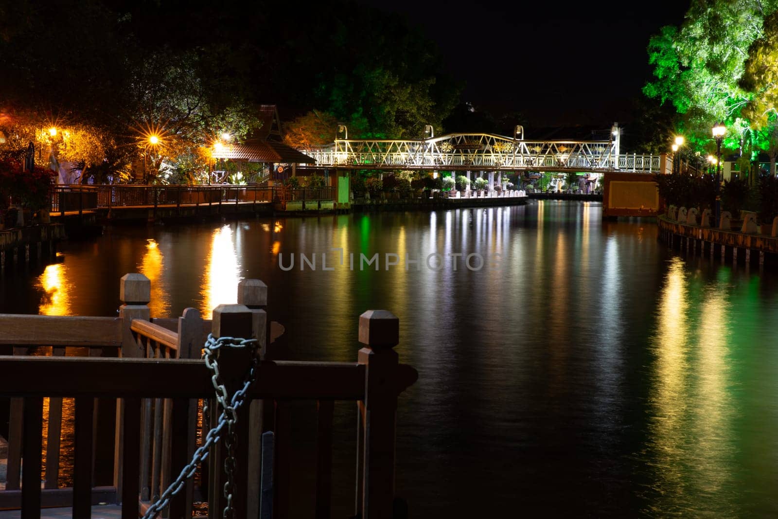 River in Malacca at night with no boats