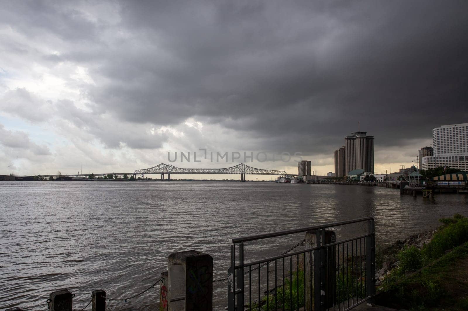 New Orleans bay area with stormy clouds