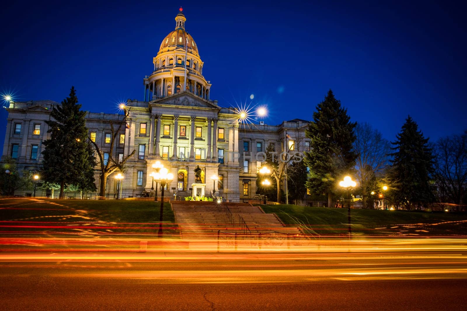Denver City Capital at Night in Colorado