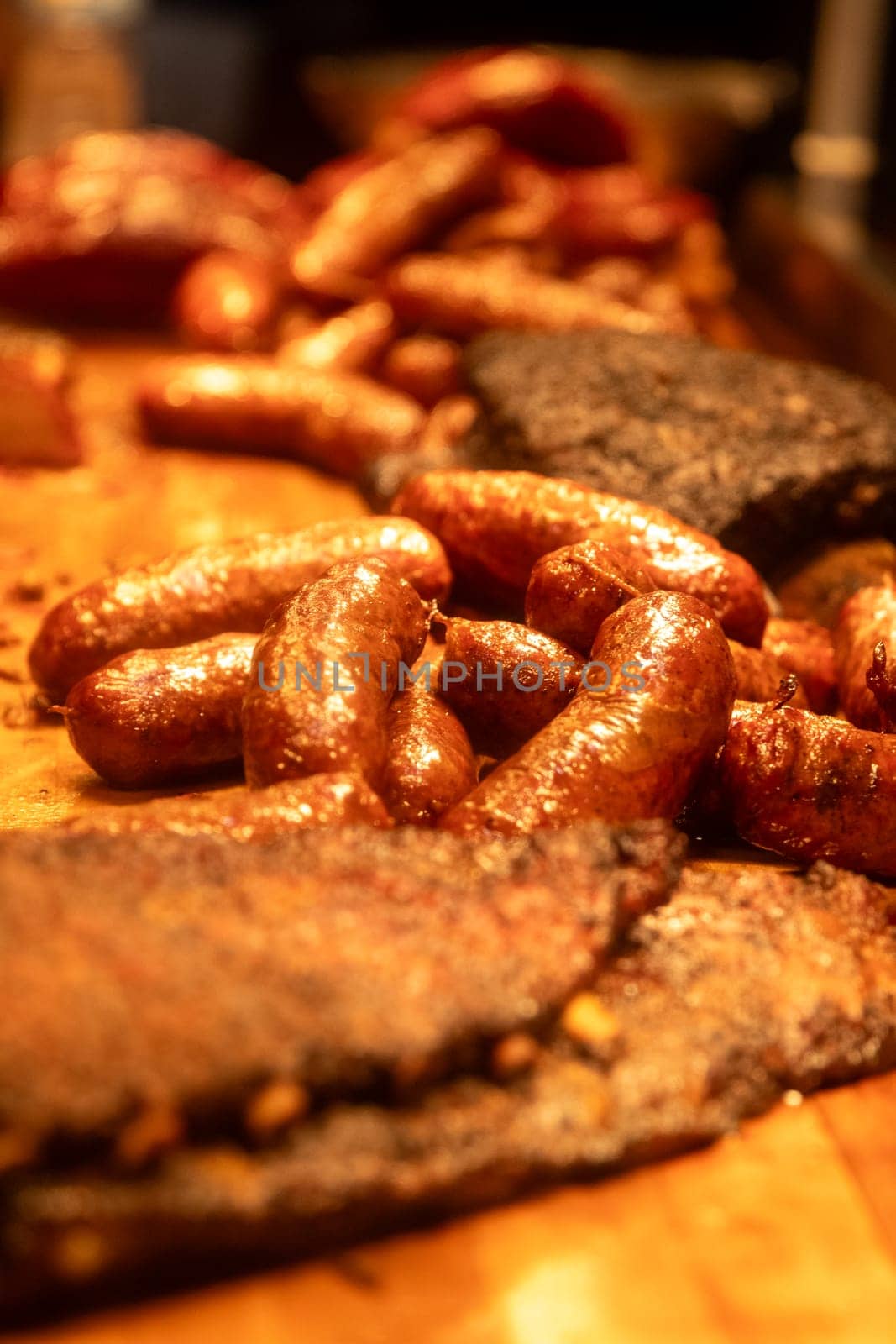 Ribs, sausage and other meats just cooked