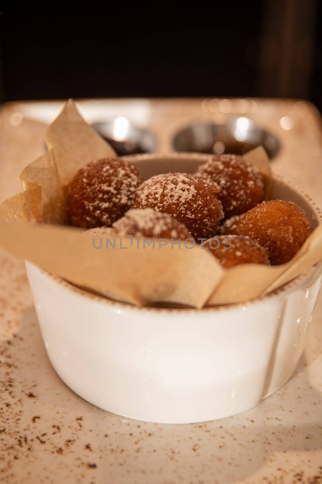 Donut Holes with Chocolate Sauce for dipping