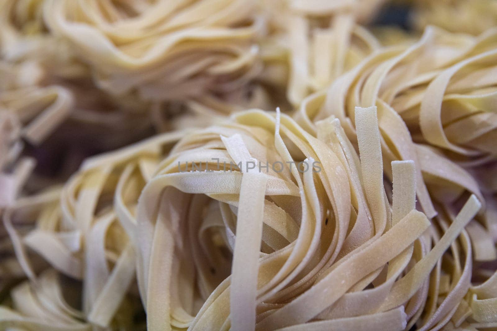 Whole pasta nests at a marketplace