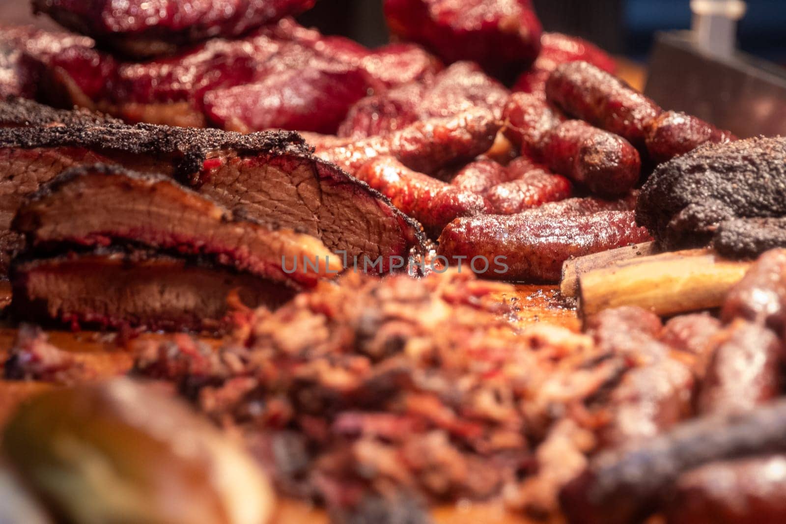 Bunch of Barbequed meat freshly grilled