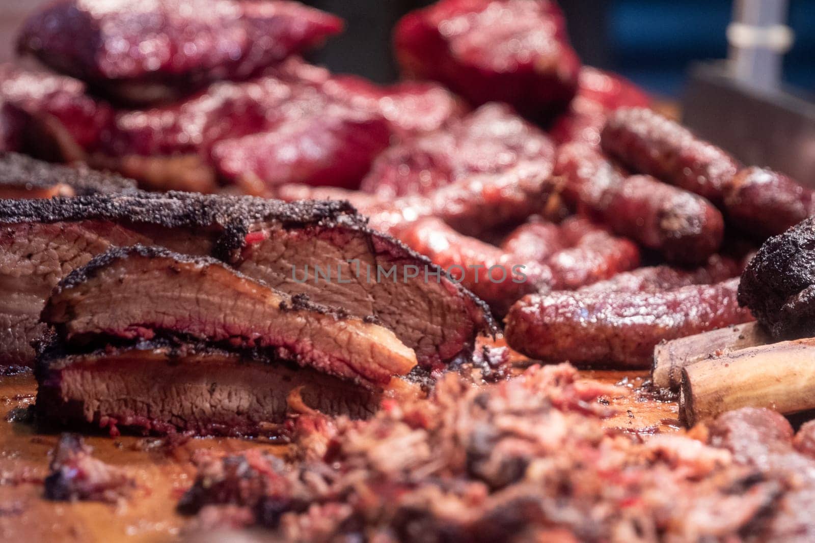 Bunch of Barbequed meat freshly grilled