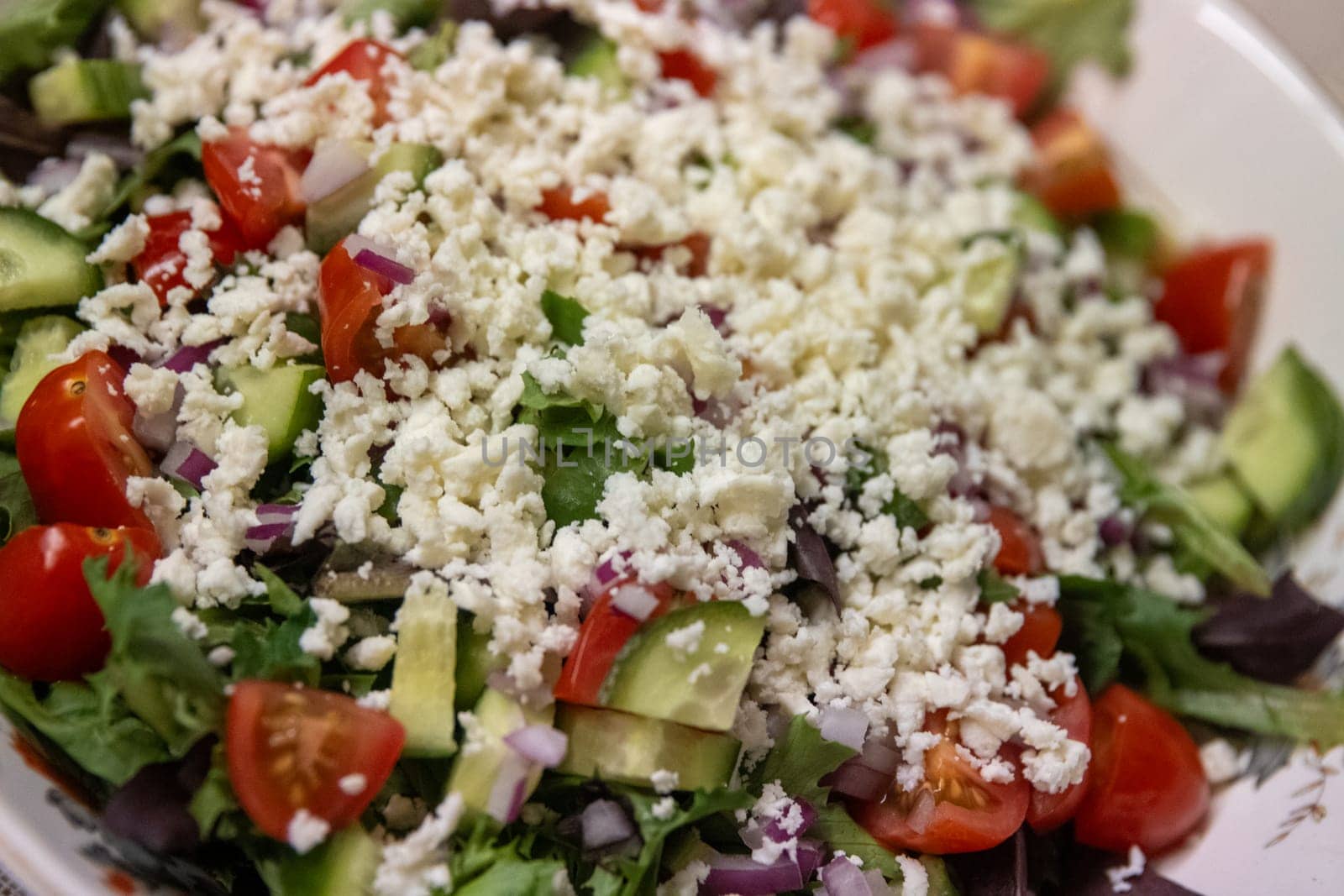 Greek Crisp Salad topped with Feta Cheese