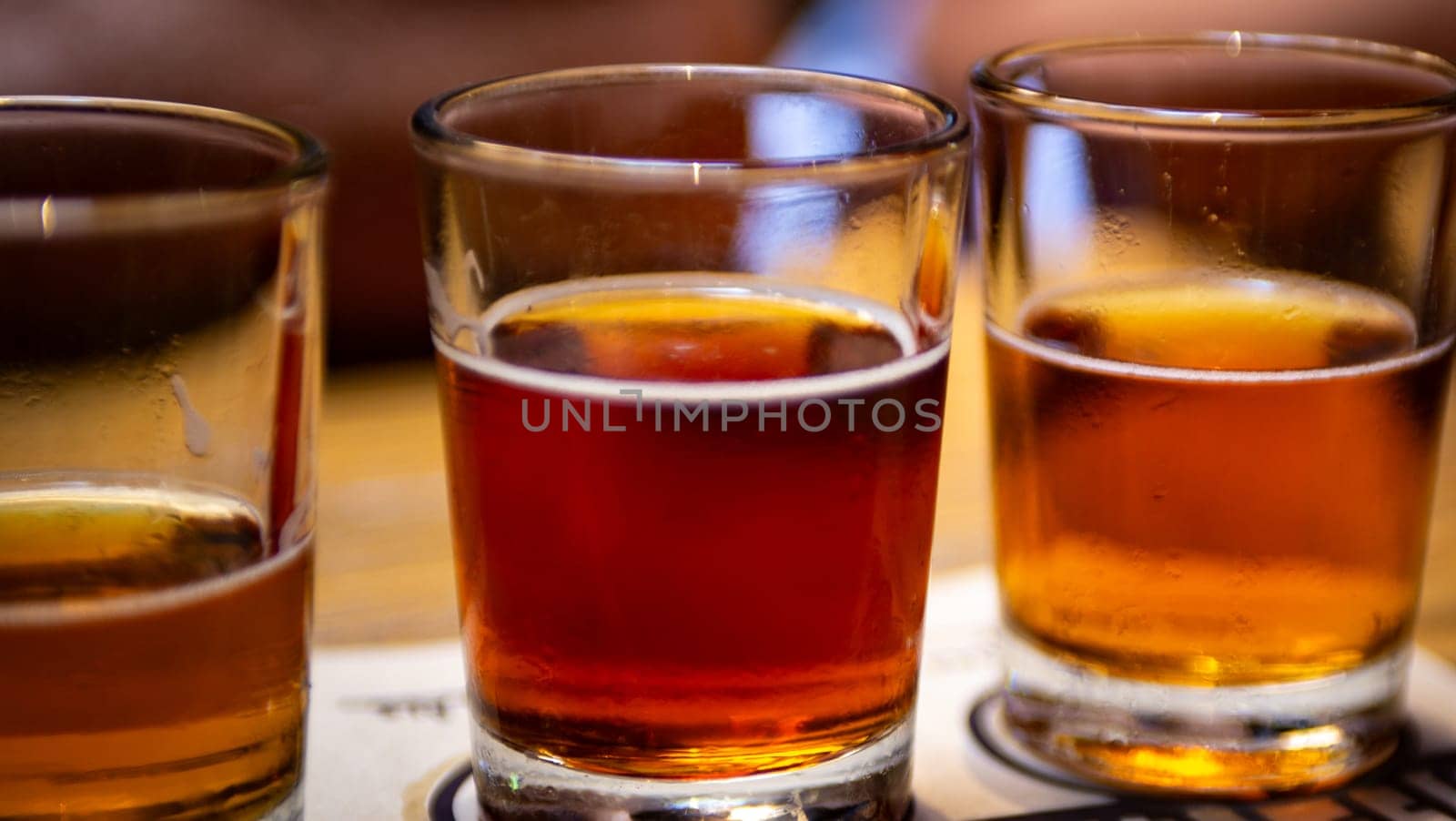 Three tastings of different beers