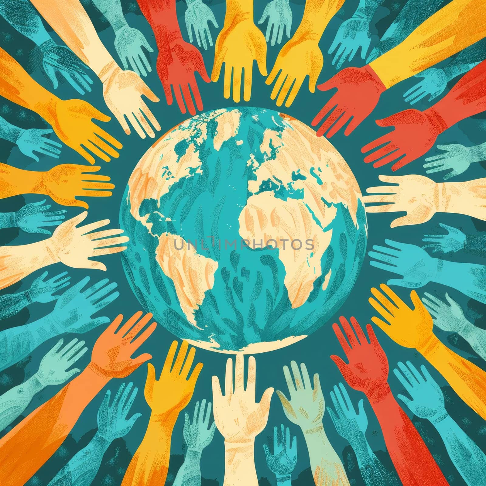 Diverse Hands Reaching for Earth. Global Unity and Environmental Protection