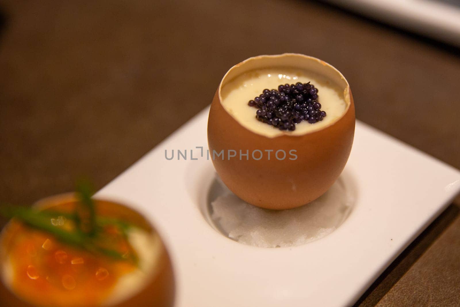 Black Cavier Chawan Mushi as an appetizer