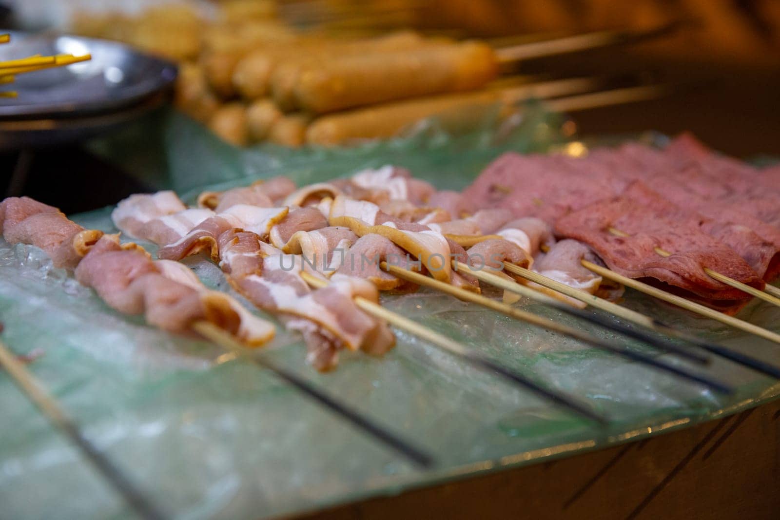 Bacon and beef skewers from a night market