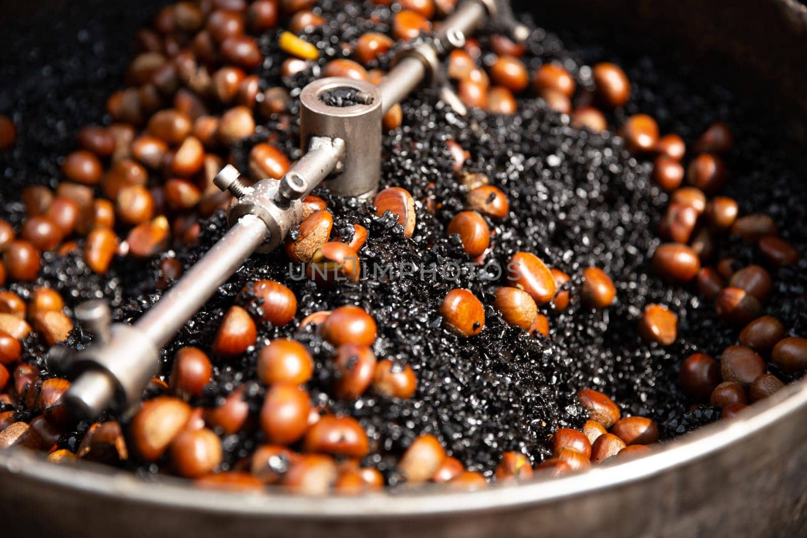 Roasting Chestnuts on Coal for Snacking