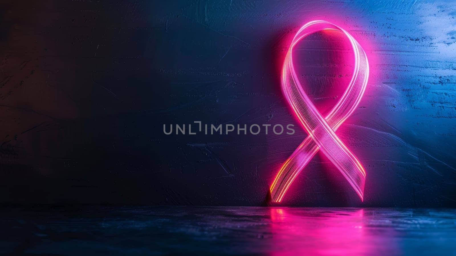 Neon Pink Ribbon Symbol for Breast Cancer Awareness, Support, and Hope