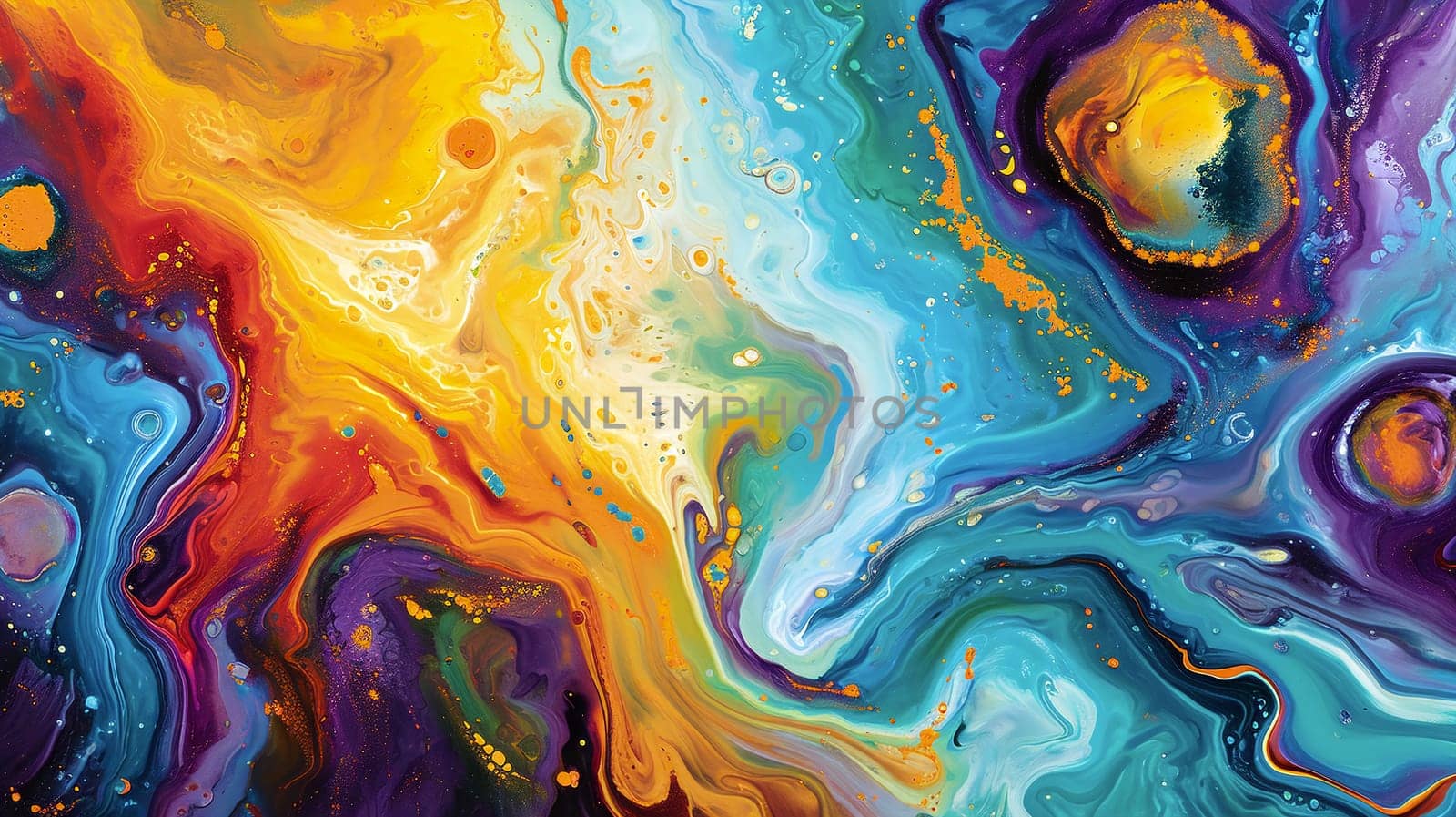 Abstract Painting With Blue, Yellow, and Purple Colors by chrisroll