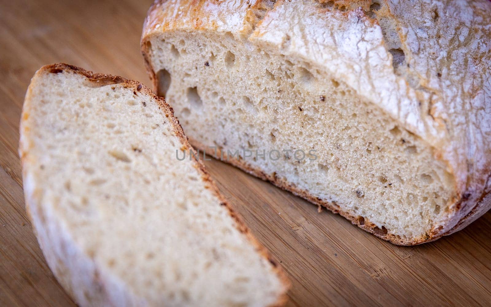 Fresh Baked Bread Cut to Show the Inside