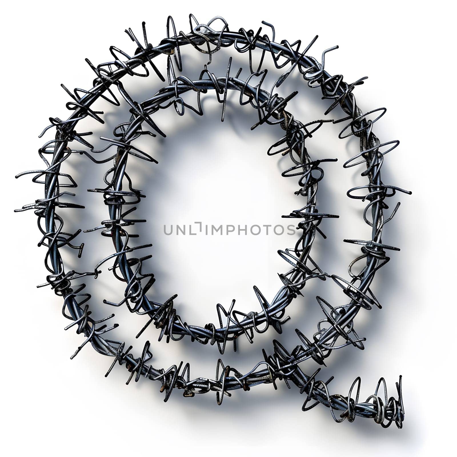 A circle of barbed wire on a white background, resembling a tire tread pattern by Nadtochiy