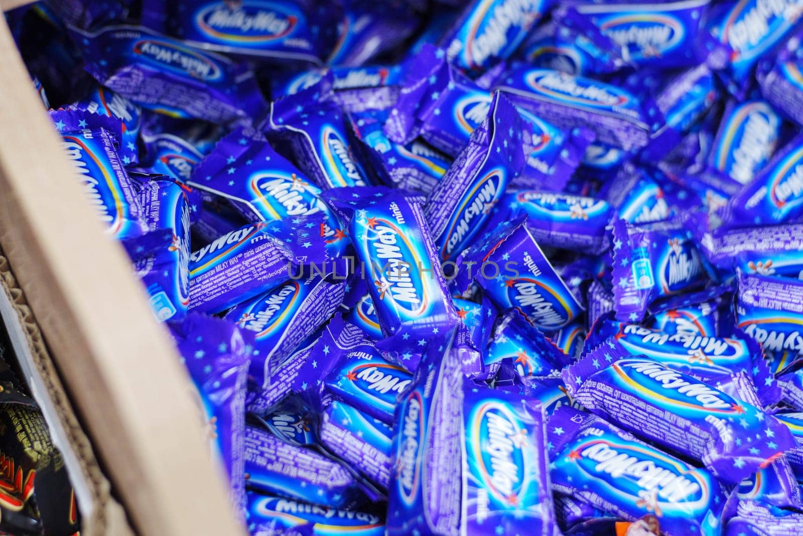 Tyumen, Russia-March 05, 2024: Milky Way chocolate bar. Made by Mars, Incorporated. Selective focus by darksoul72