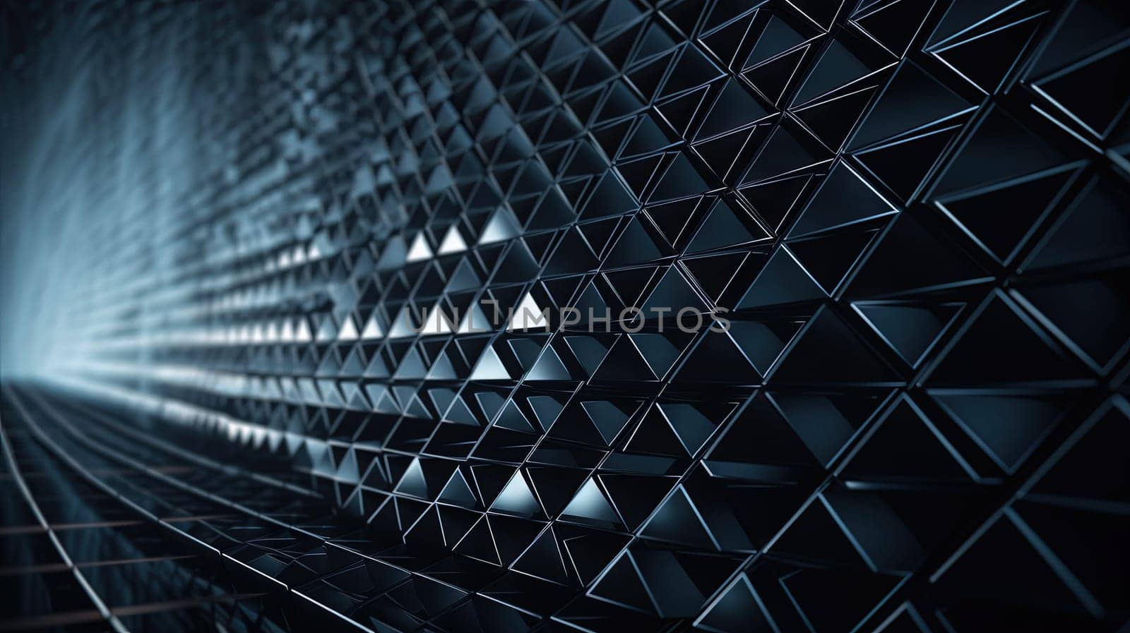 Abstract background with structure of neon triangles and technology style. Generated AI