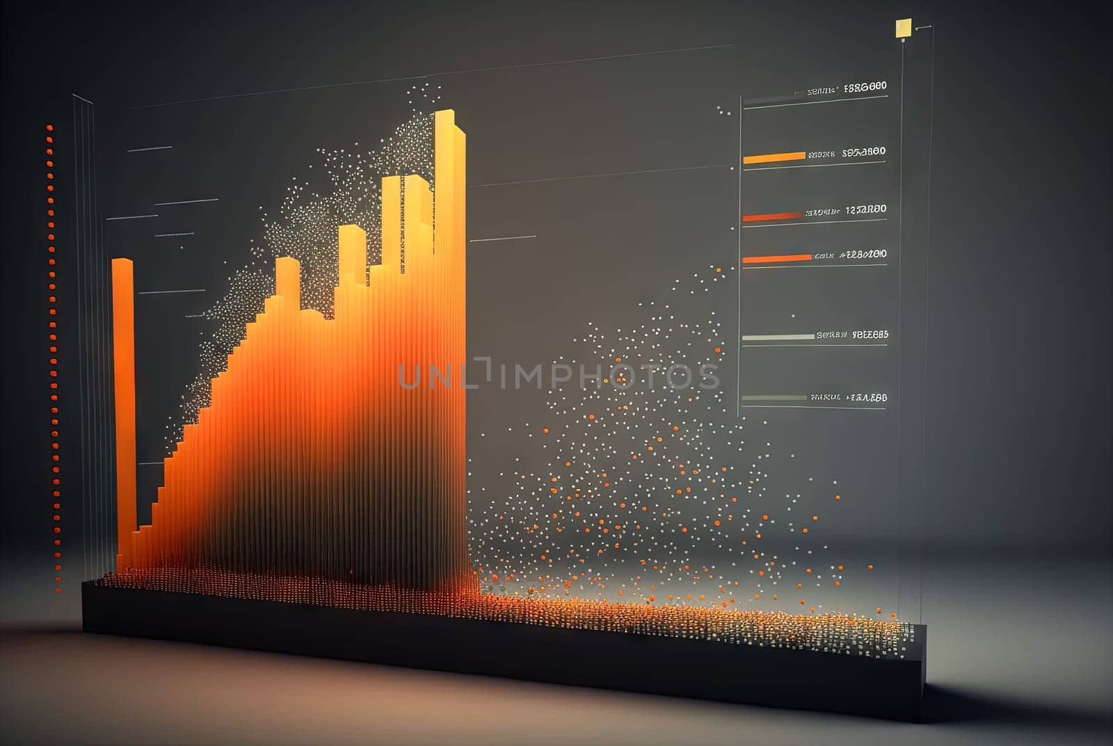 Abstract data graph concept with data clusters and particles. Digital sorting and management concept for business and finance. Generated AI. by SwillKch