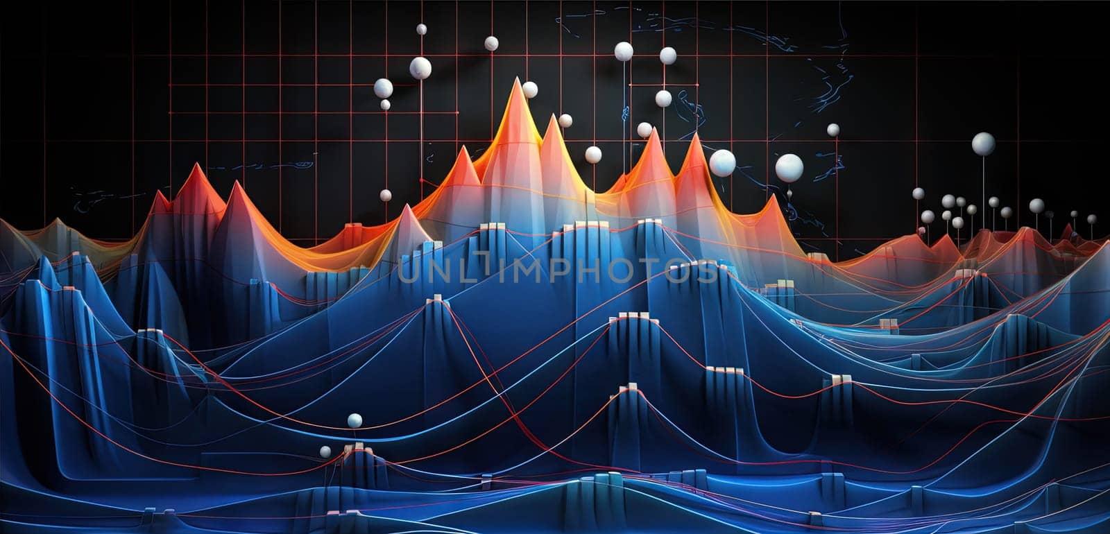 Abstract business graph in mountain style. Data connection concept element for business. Generated AI. by SwillKch