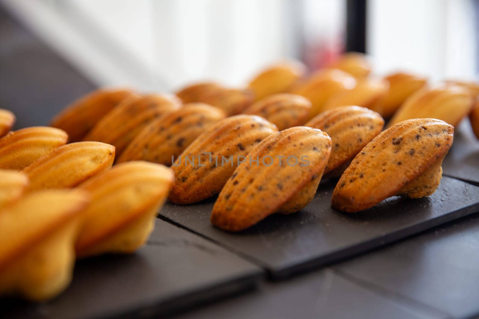 Freshly made Madeleines at a bakery for sale