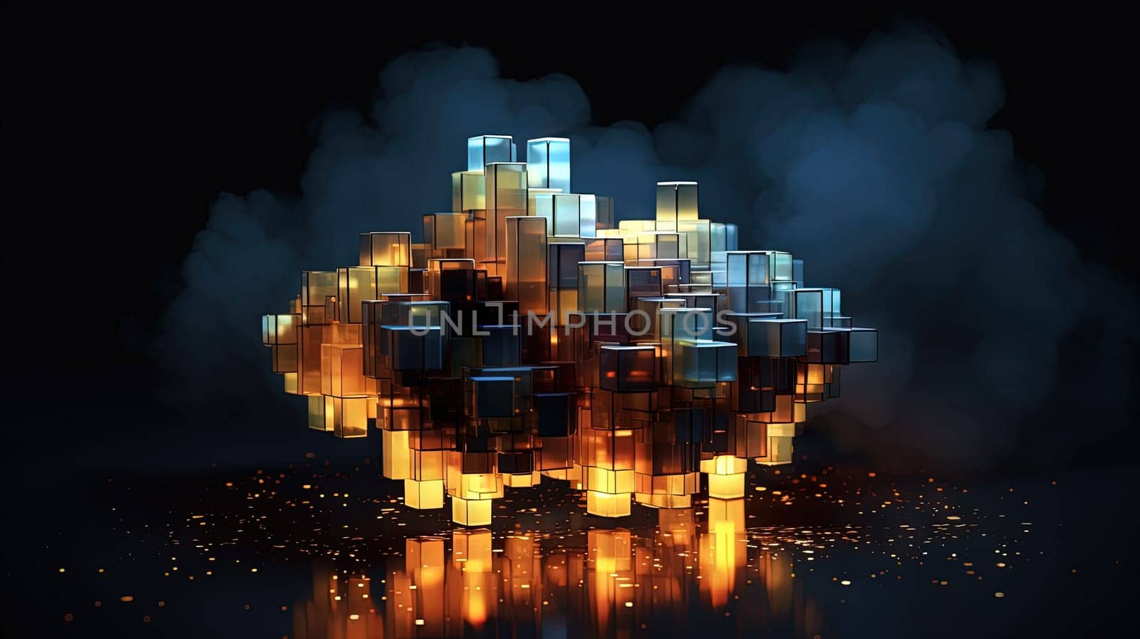 Cloud shaped technology abstraction. Connection and data storage concept. Generated AI