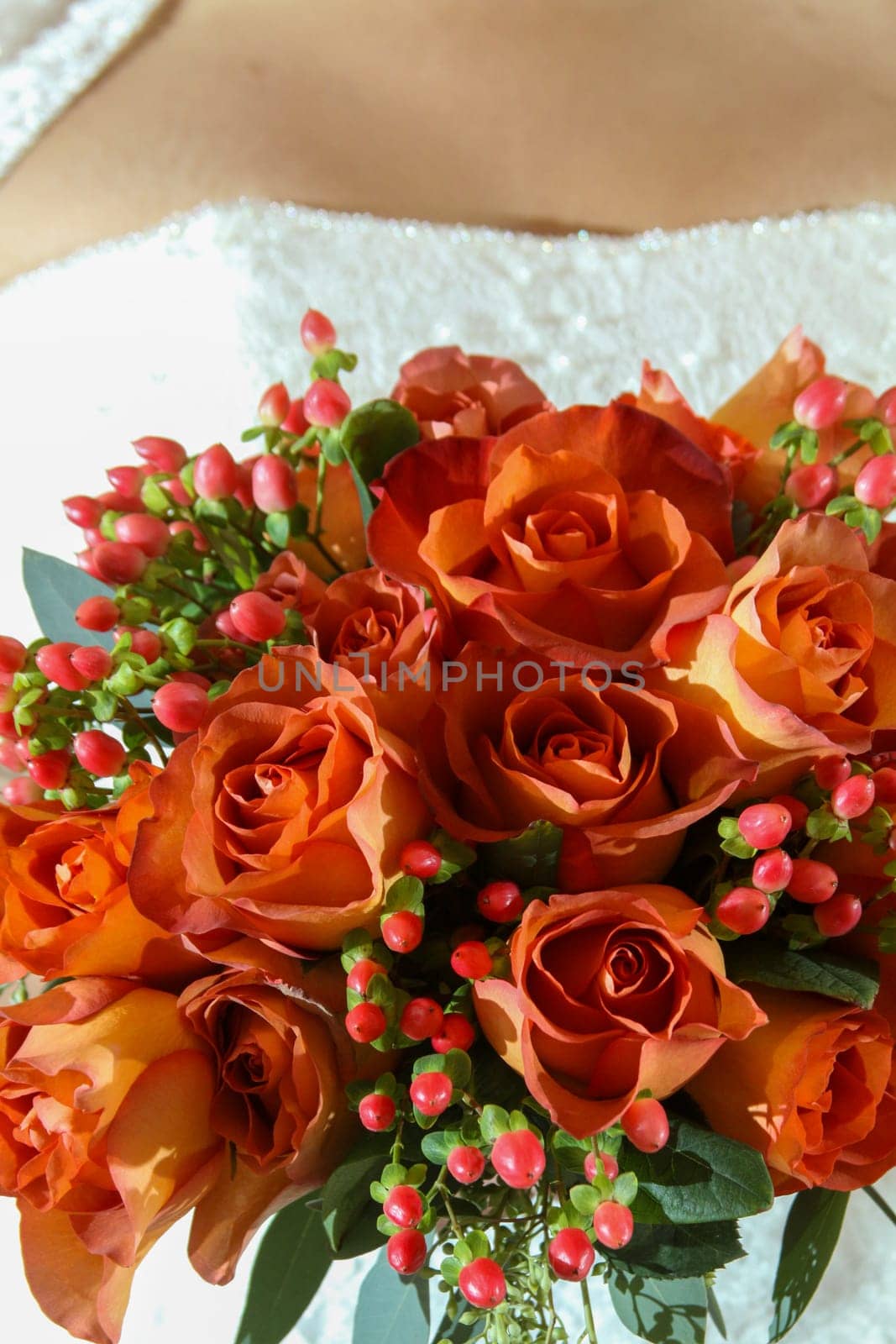 Red Orange Roses for a wedding