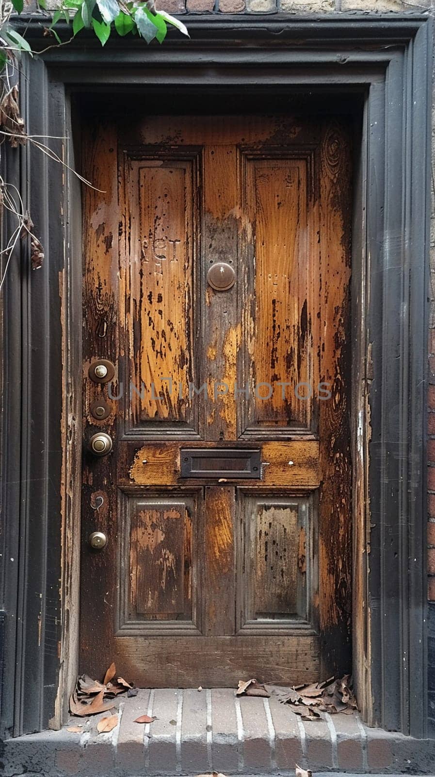 A weathered wooden door in a historic building, evoking stories of the past.