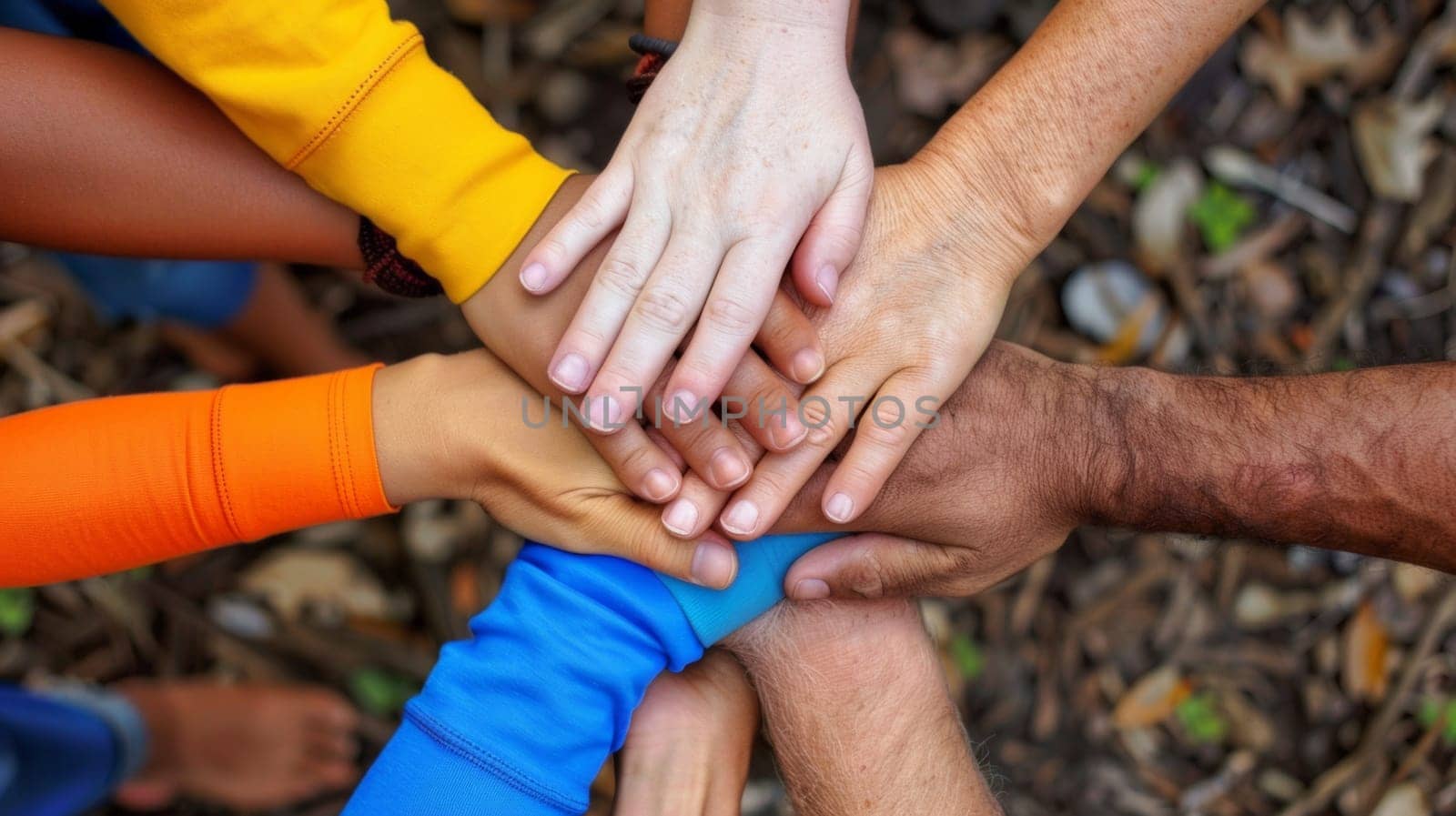 A group of people holding hands together in a circle