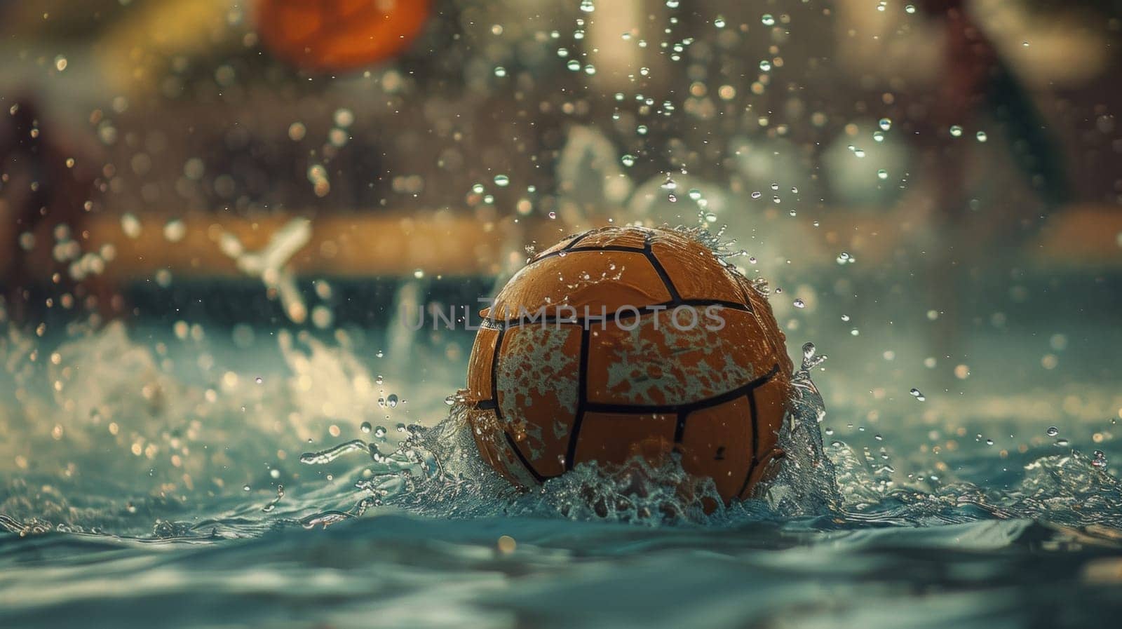 A soccer ball is being thrown into the water by a player