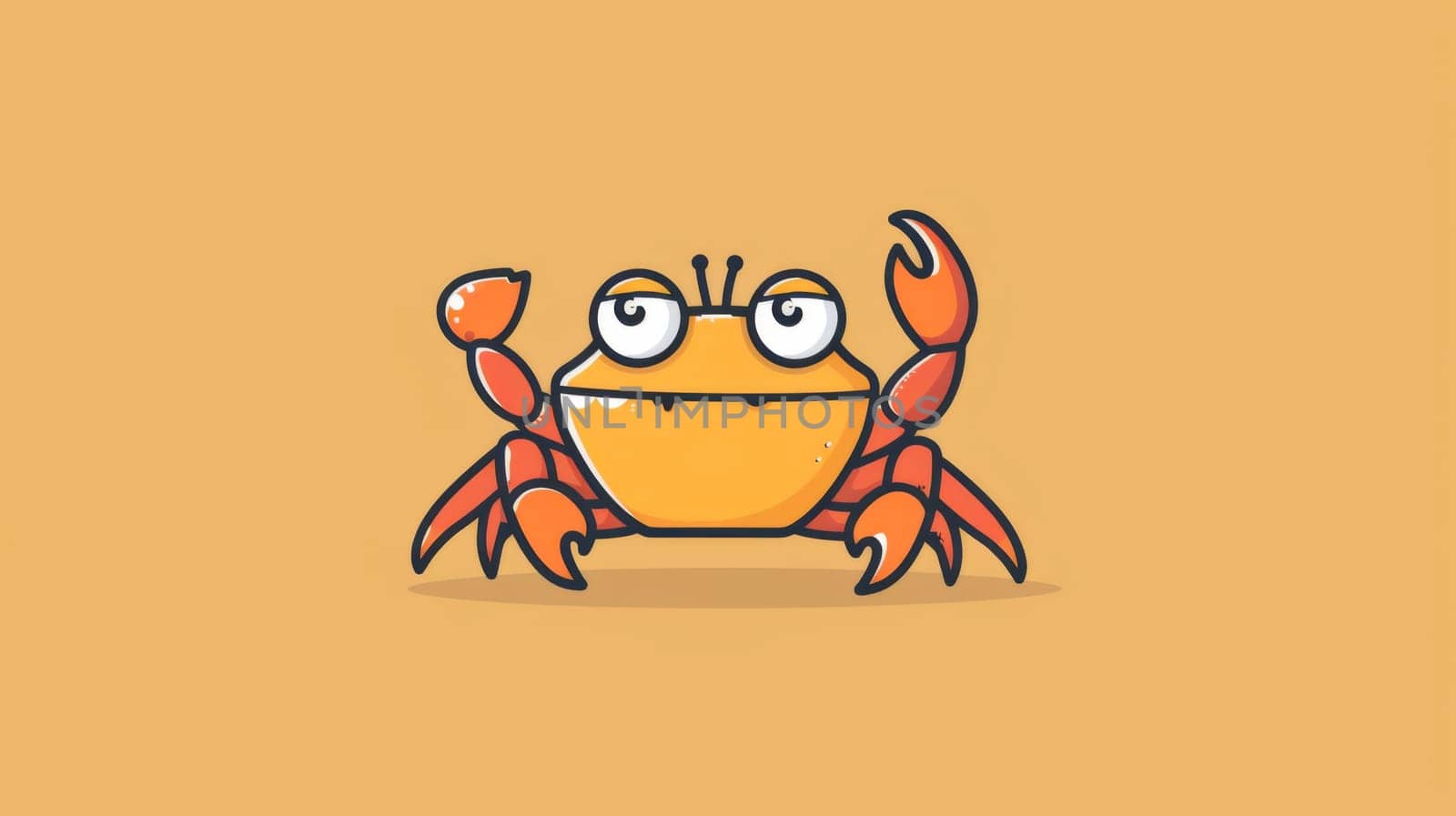 A cartoon crab with big eyes and a frown on its face