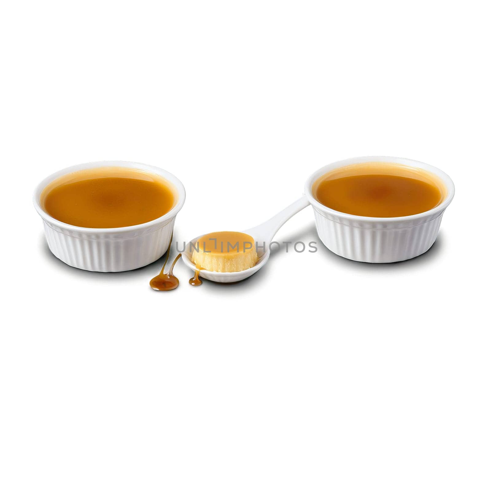 Caramel flan with smooth and creamy texture golden caramel sauce served in a ramekin Culinary by panophotograph