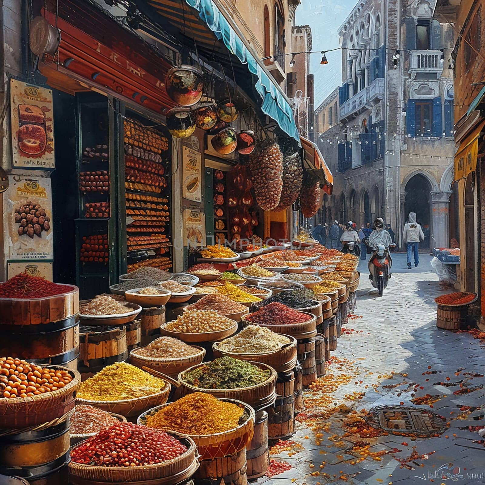 The vibrant hustle of a street market by Benzoix