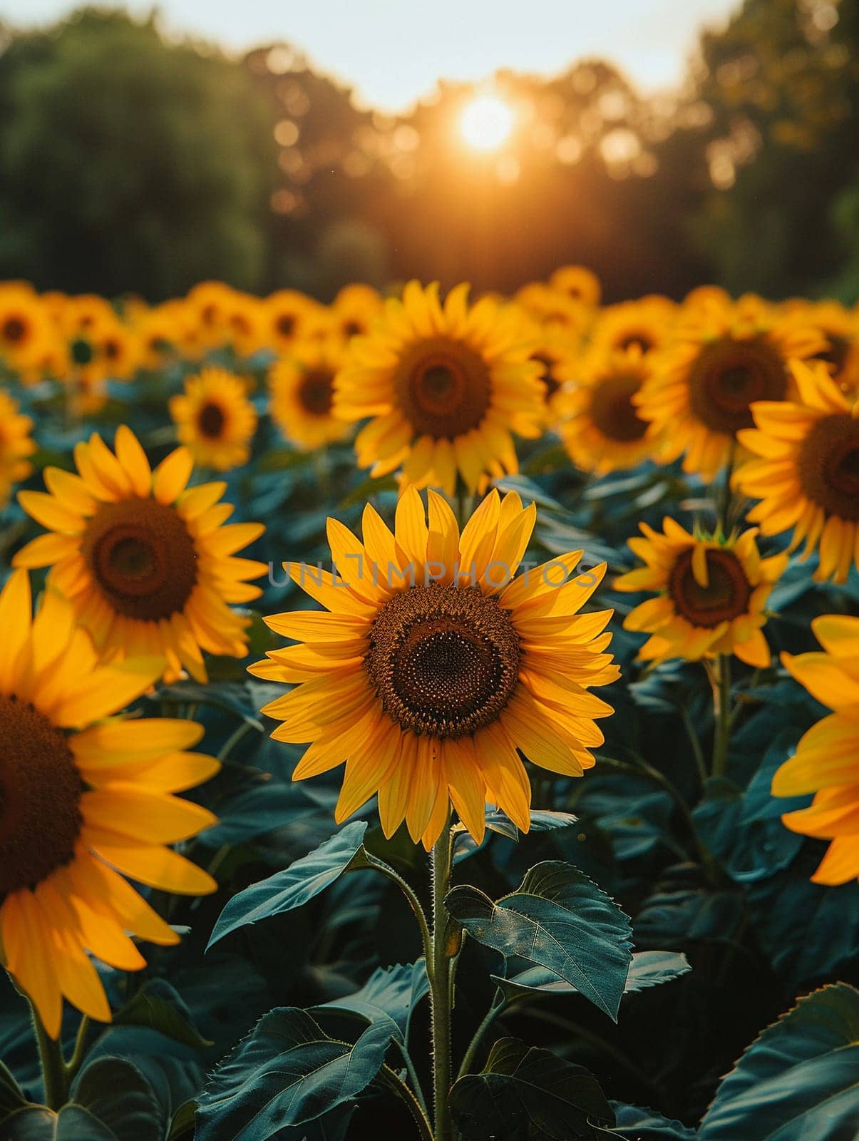 A field of sunflowers facing the sun by Benzoix