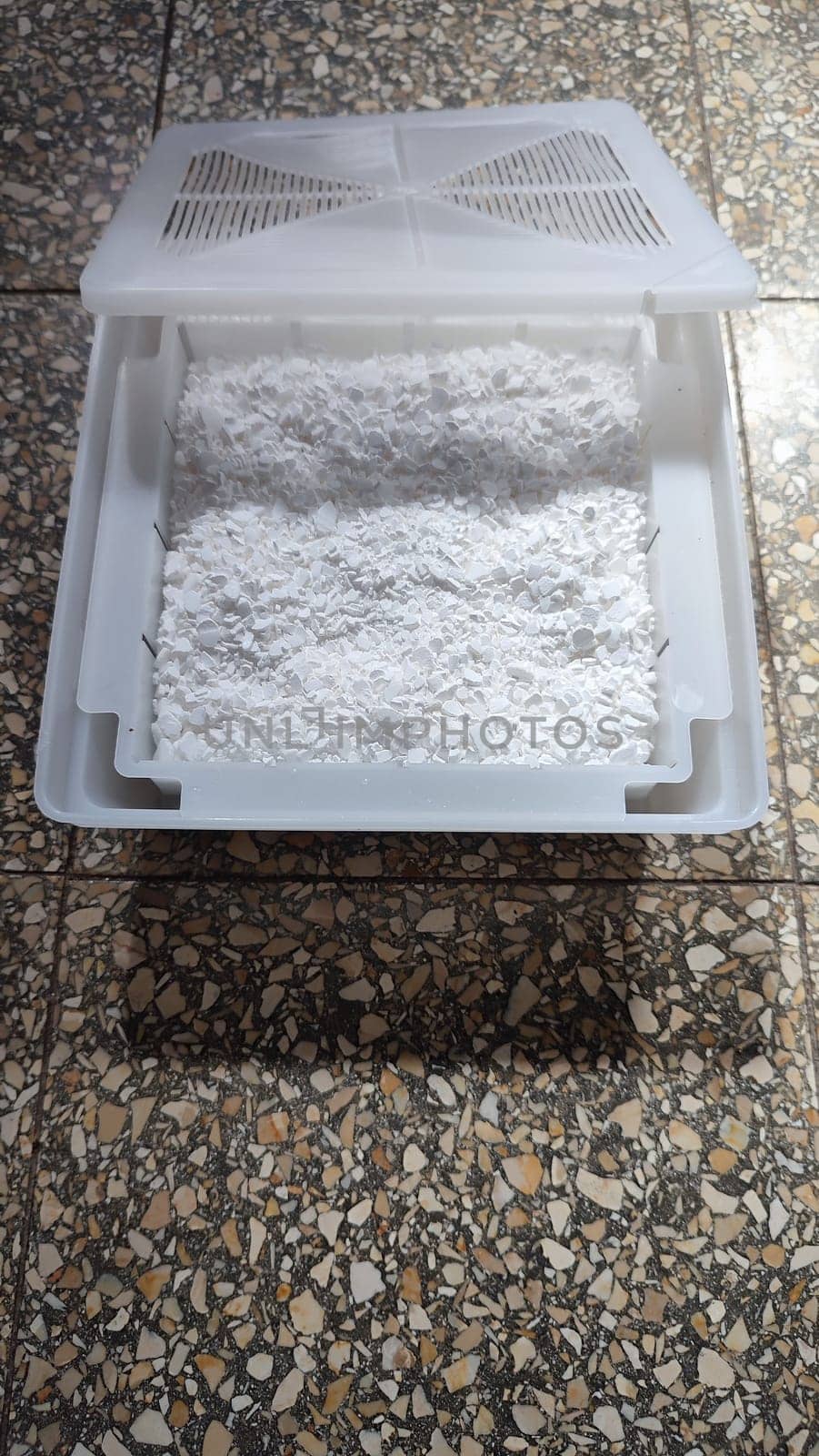 white plastic container, moisture absorber. High quality photo