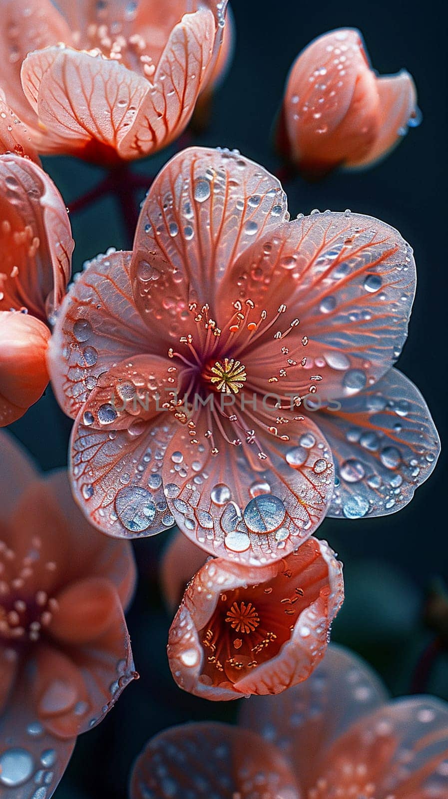 Delicate flower petals close-up with dew by Benzoix