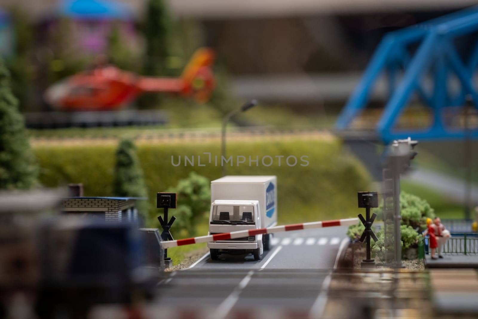 A layout on the scale of urban objects, a railway and various transport by AnatoliiFoto