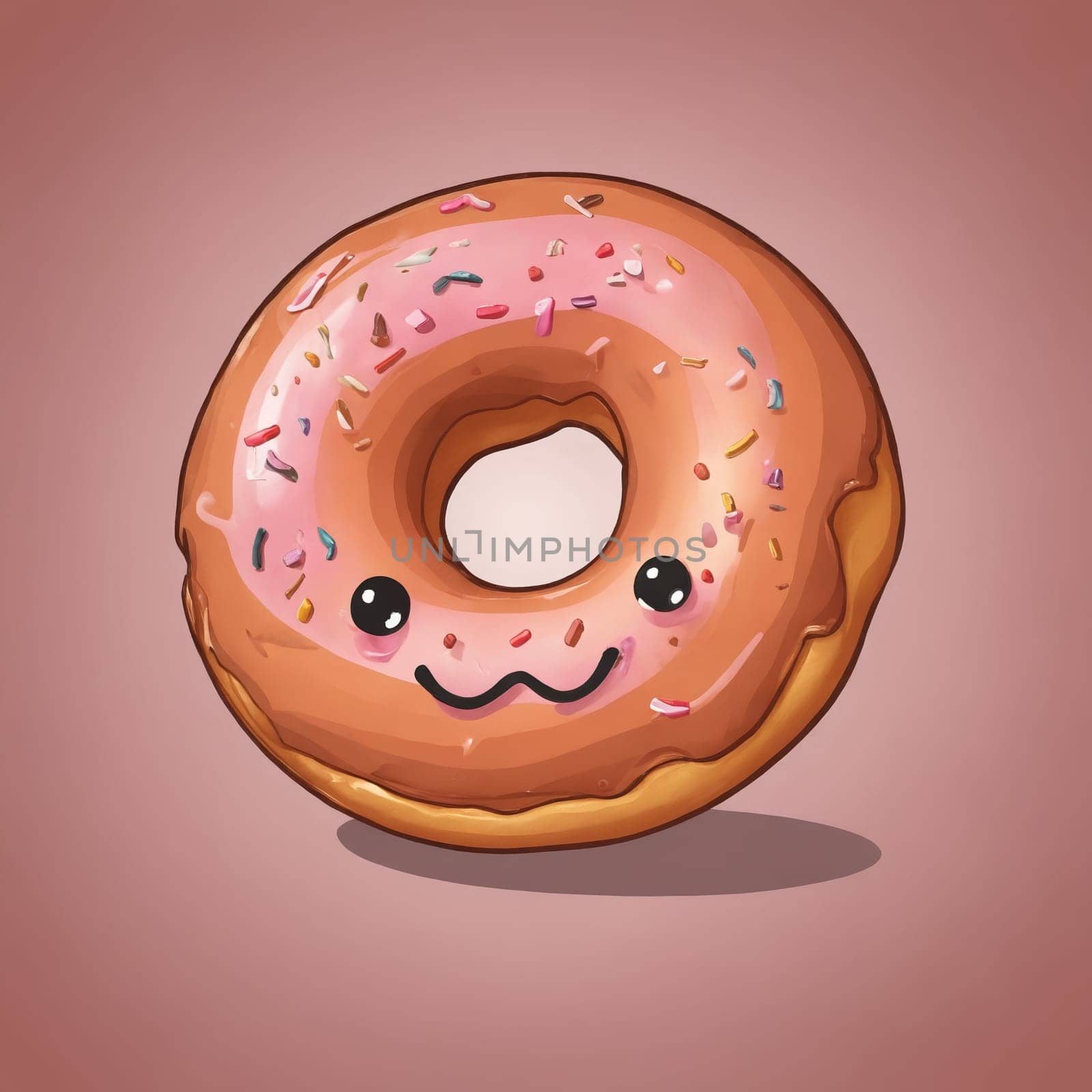 A digital novella of sweetness brought to life in the form of a vibrantly sprinkled donut with pink icing.