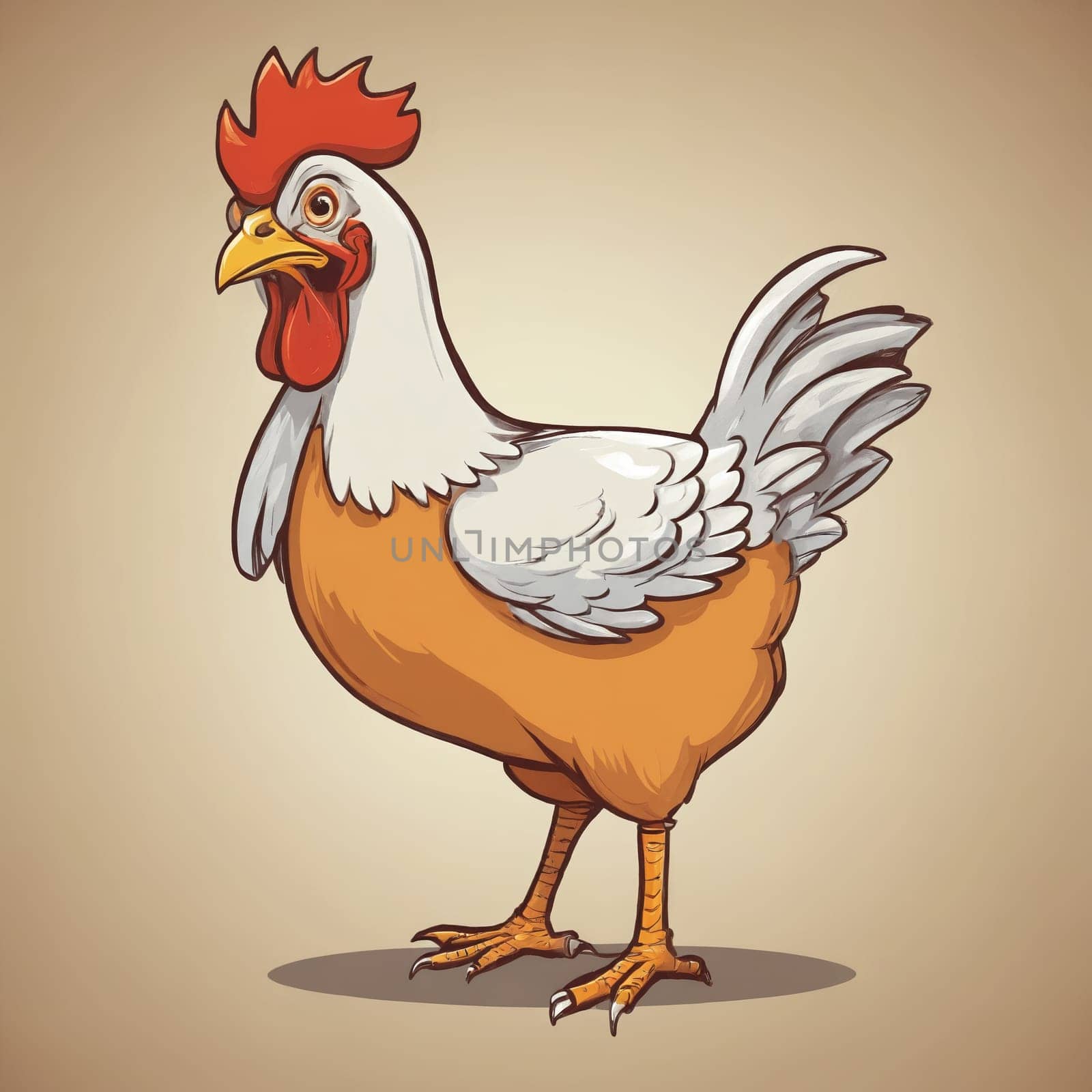 The joy of farm life encapsulated in a bright and cheerful chicken cartoon.