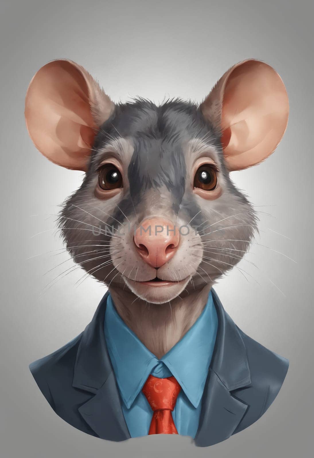 A rat in a suit embodies professionalism with a quirky twist in this portrait.