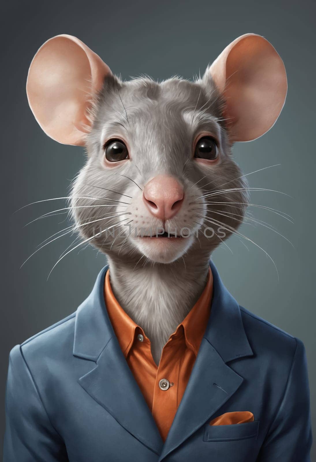 This rat exudes boardroom authority in a well-tailored suit, adding a touch of fun to formality.