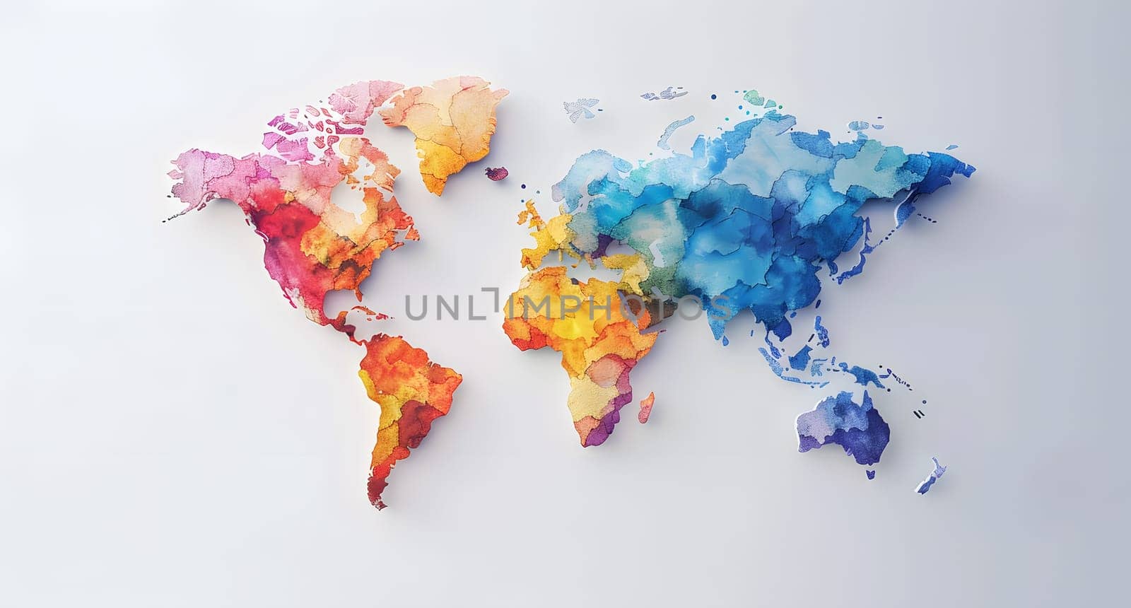 a colorful map of the world on a white background by Nadtochiy