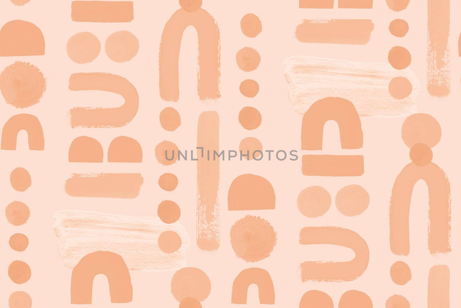 Boho style seamless geometric pattern in peach shades for textile