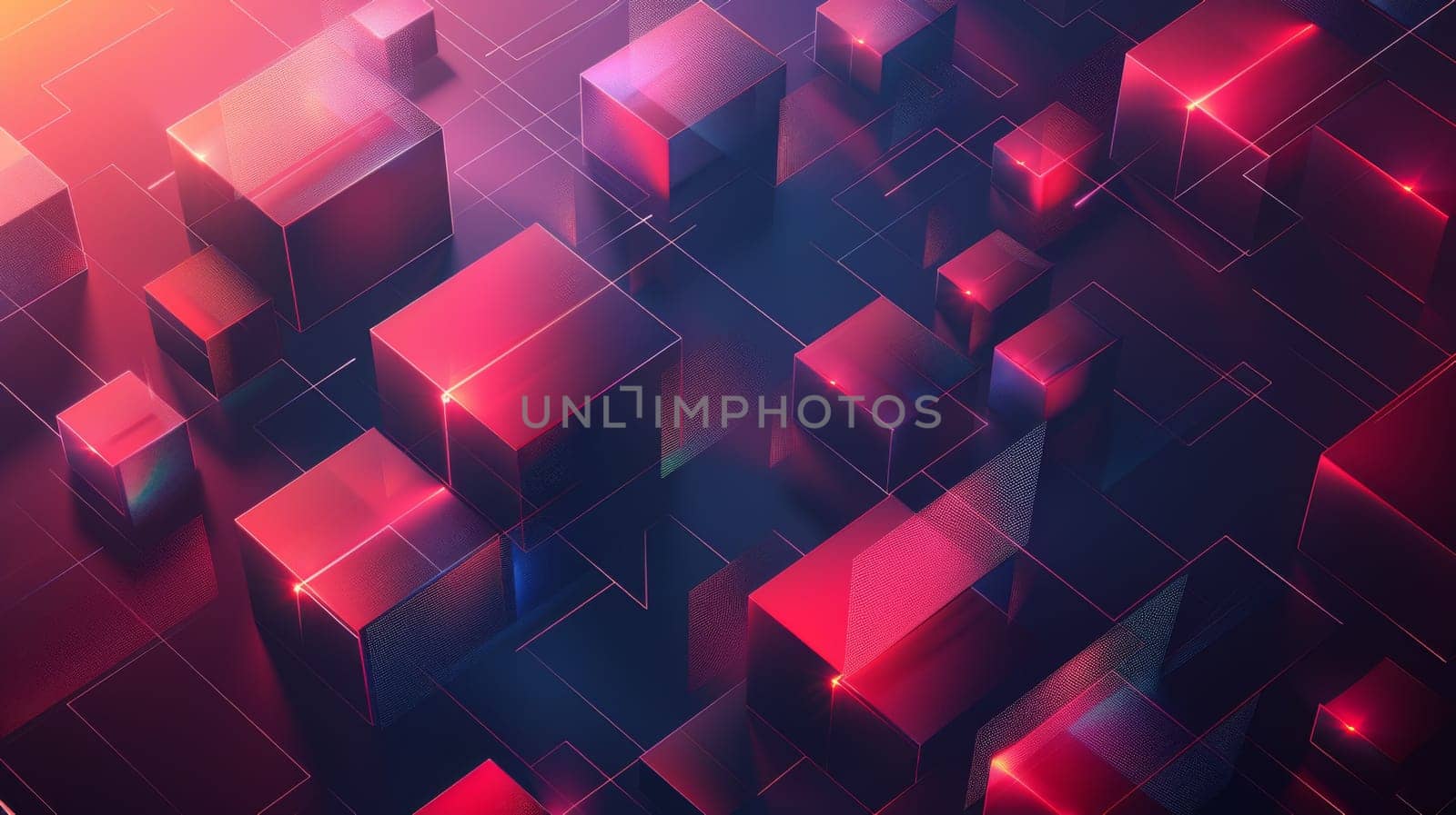 A colorful abstract background with red and blue cubes, AI by starush
