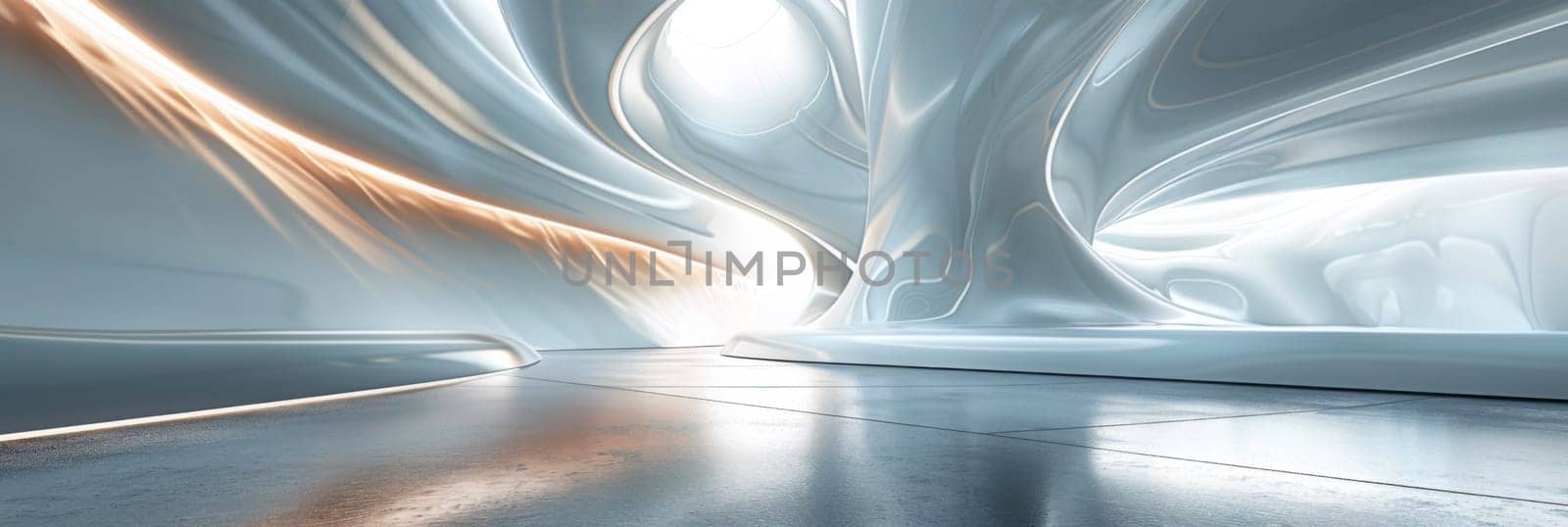 A futuristic looking room with a white floor and walls, AI by starush