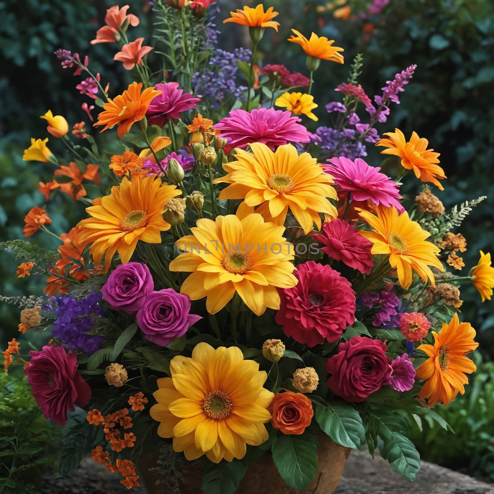 Add color to your day with a beautifully arranged bouquet of sunny sunflowers and soothing lavender.
