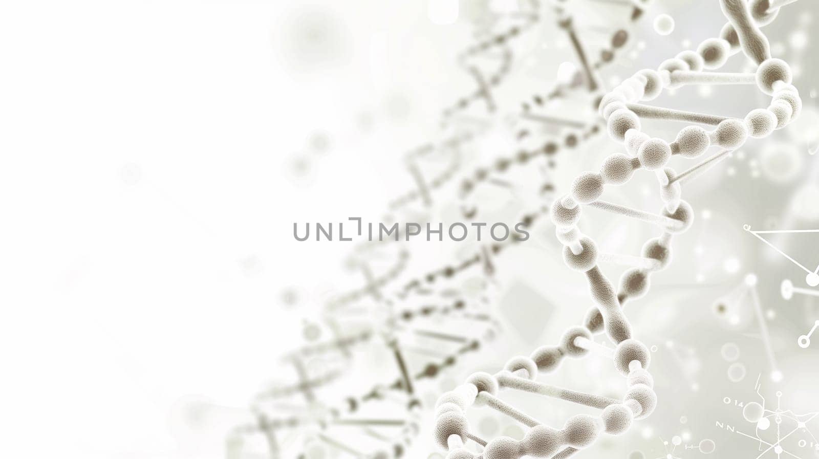 DNA medical background. Biotechnology helix gene. White futuristic background