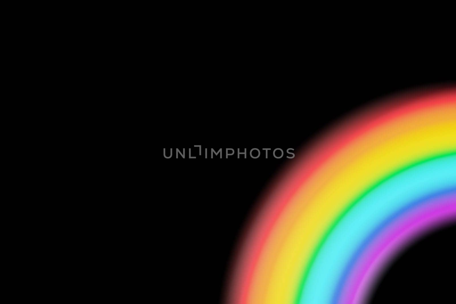 Playful rainbow overlay effect on black background. Colorful, blurred stripes. Color gradient, modern style. Multicolor filter. 3D render. by creativebird