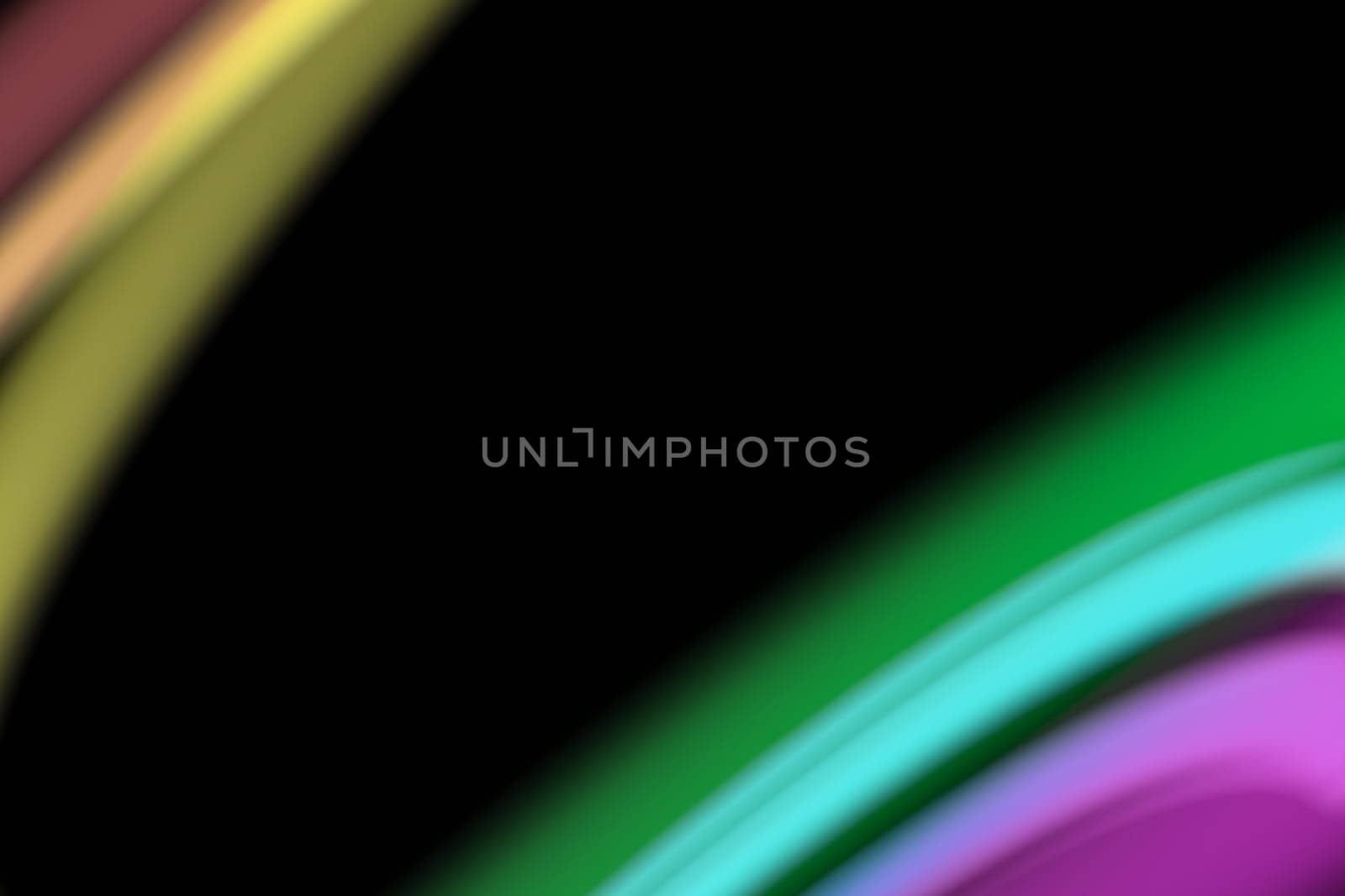 Playful rainbow overlay effect on black background. Colorful, blurred stripes. Color gradient, modern style. Multicolor filter. 3D render