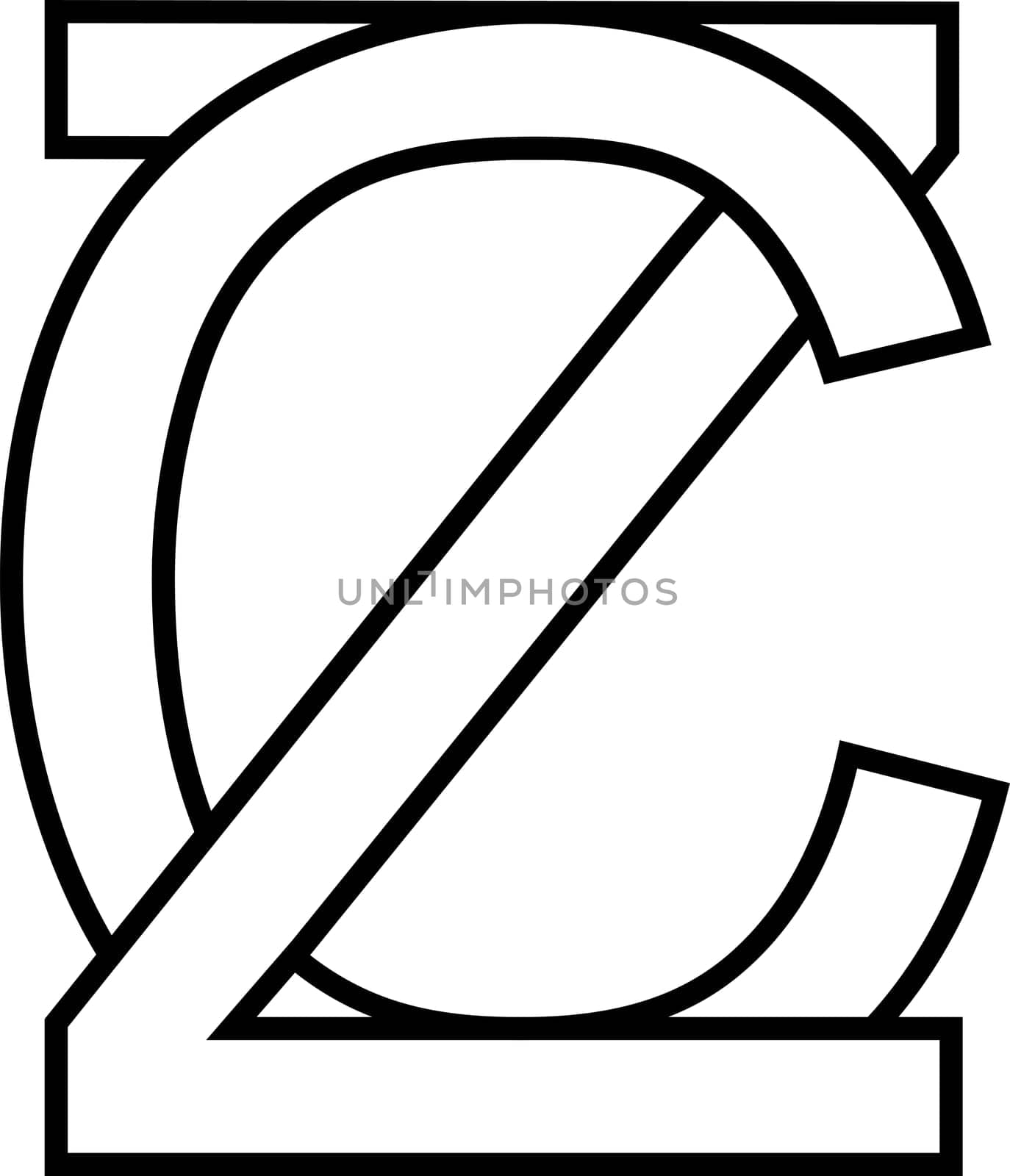 Logo sign zc cz icon, czech interlaced letters c z