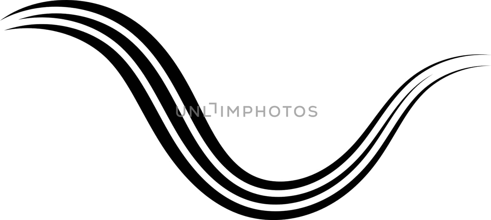 Curved graceful triple line, ribbon elegant calligraphy element gracefully line by koksikoks